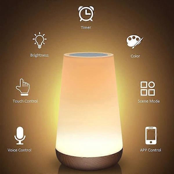 LED Nattlys, Sengelampe, Berørings Nattlampe med 13 Skiftende Farger, Oppladbar Bordlampe med Fjernkontroll for Soverom, Babyrom og Stue