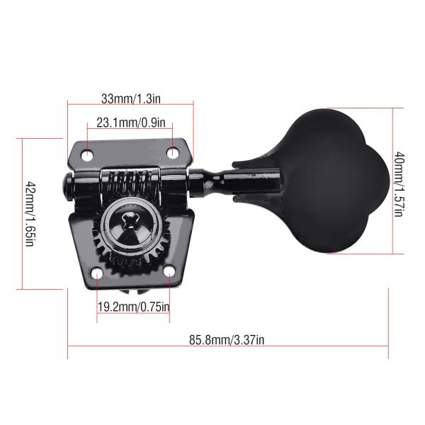 4R Bas String Tuning Pegs Open Tuners Zink Alloy Machine Heads Svart