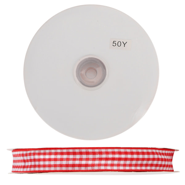 Rutede bånd 50 yards/rullefremstilling Sløyfe håndarbeid DIY klær dekorasjon tilbehør rødt og hvitt