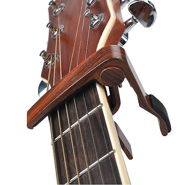 Platt Capo för Klassisk Gitarr med Legeringkonstruktion och 5 Plektrum - Träfärg