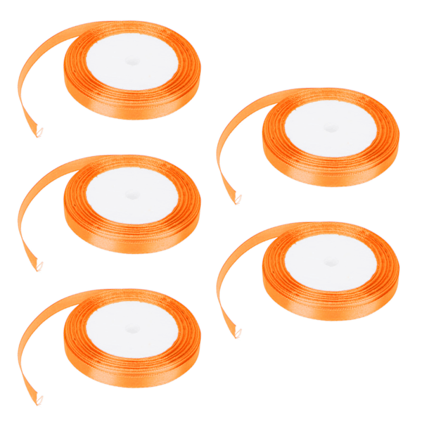 5 st/set satinband 22 m långt 10 mm brett bröllopsfest dekoration DIY-tillbehör för presentkaka godisboxförpackning orange