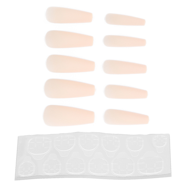 10 stk Lang kiste blanke falske negle Kunstig tryk på fuld dækning Falske spidser Negle Manicure tilbehør til kvinder pigerN5355-07