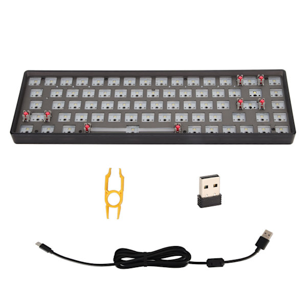 Mekanisk tangentbordssats 68 tangenter 2,4G BT trådbundet läge 65% layout Hot Swap anpassat spelande tangentbord för DIY-byte svart