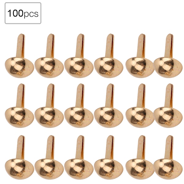 100 stk. Svampeformede Dekorationsnitter DIY Tilbehør til tasker, sko, hatte, tøj (10mm guld)