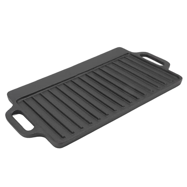 Grillplade Støbejern Teppanyaki Plade Fortykket Rektangulær Dobbeltsidet Grill 40x20CM