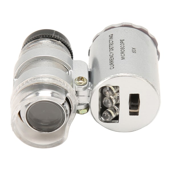 Juvelerare Eye Loupe 60X förstoring LED-lampor Vikbar design fickmikroskop för Jewel Watchmaker Antik