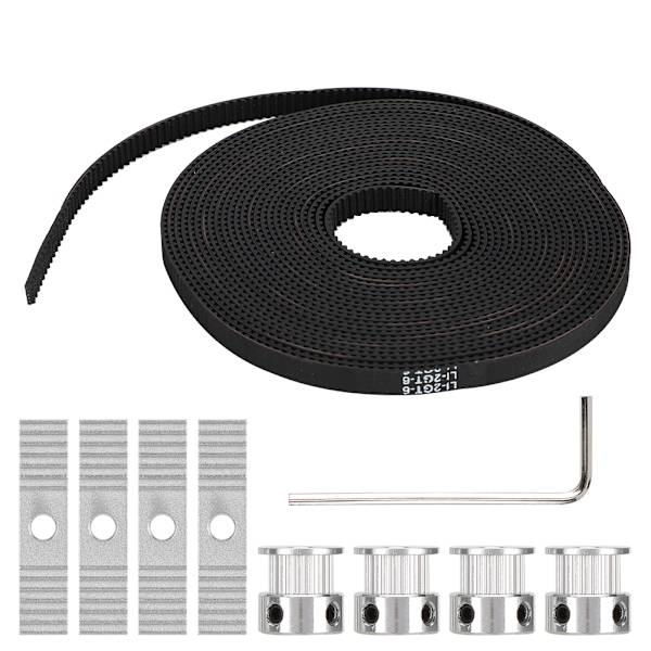 3D-skrivare tillbehör 5mx6mm svart gummi kuggrem Synchronous Wheel Kit för Prusa / MendelMax