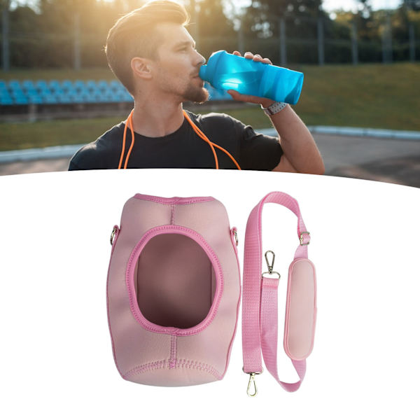 Fodral för vattenflaska med justerbar axelrem, rosa