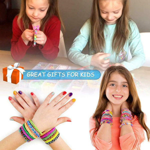 Rainbow gummibandssats Gör-det-själv-armbandstillverkningssats gör-det-själv-pysselverktyg för barn, barn och vuxna