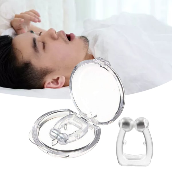 Mini neseklemmesett Silikon Magnetisk Anti-snorkeklemme Snorkeløsning Verktøy for nattsøvn