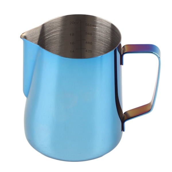 Melkeskummerkanne i japansk stil 304 rustfritt stål Kaffe Kopp Krus for Hjem Bar (600ML Blå)