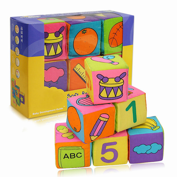 Early Education 6Pcs Fabric Blocks Set Cloth Cube Preschool Toys Cloth Building Blocks Baby Toy