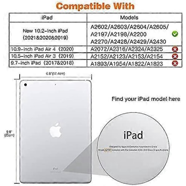 Apple iPad 10.2 2021/2020/2019 Ohut kolmiosainen suojakotelo - Musta