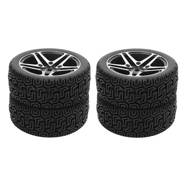 4 stk. RC-hjul og dekksett aluminiumsfelg gummi dekk for HSP 94122 94123 TT01 WF06 1/10 RC bil Crawler Svart