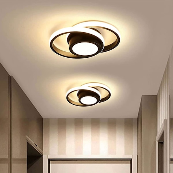 Modern Kreativ Taklampa Rund Design Liten Svart Taklampa Skärm, 32w (Varmvitt Ljus)