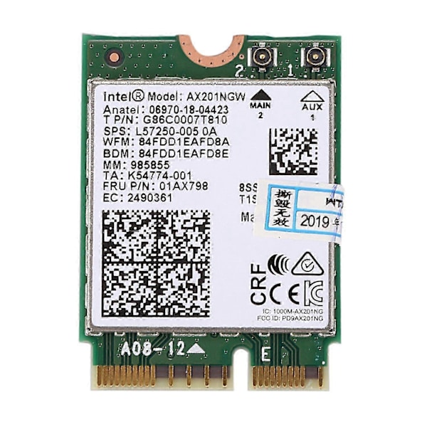 kompatibel med Wi-Fi 6 AX201 Bluetooth 5.0 Dual Band 2.4G/5G Trådløs NGFF Button E CNVi Wifi Kort AX201NGW 2.4Ghz / 5Ghz 802.11Ac / Ax