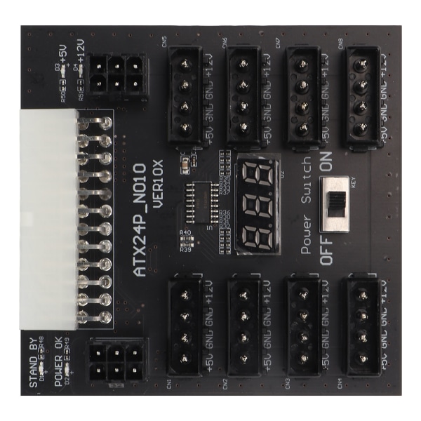 ATX PSU Power Board 5V 12V lähtö 24Pin - 8X 4Pin Plus 2X Voltage Indicator ATX Server Power Board for CHIA Mining