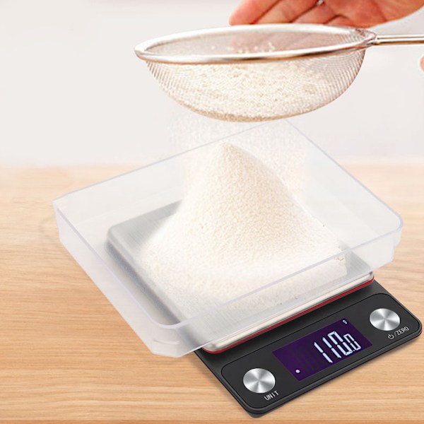 Hög precision USB uppladdningsbar köksvåg Multifunktionell elektronisk vågskala 5kg 0,1g
