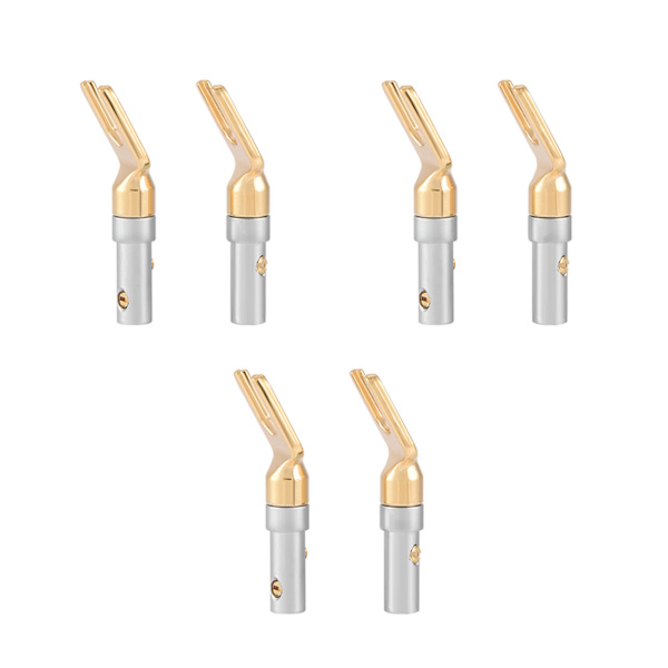 6 kpl kullattu 4 mm banaani U Fork Y Spade Plug Kaiutin johdinliitin ruuvityyppinen juotevapaa