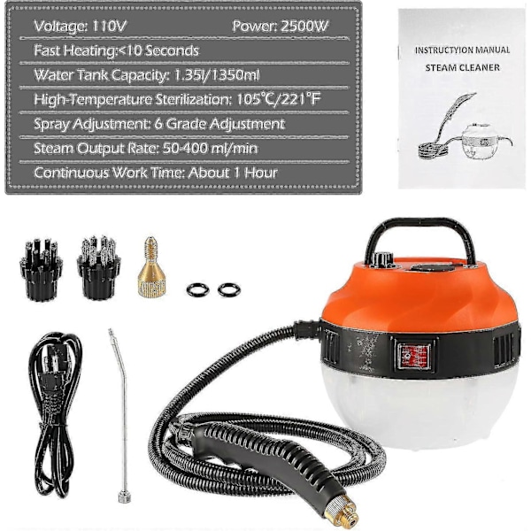 Håndholdt damprenser 2500w Rengjøring Damprenser 1.35l