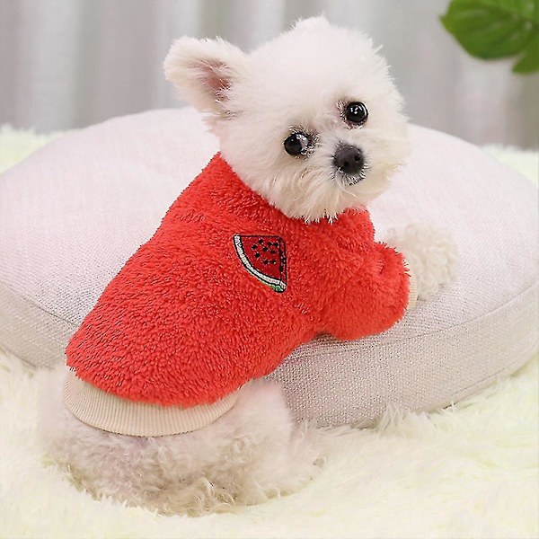 Warm Fleece Pet Sweater for Small Dogs and Cats - Red, Size M