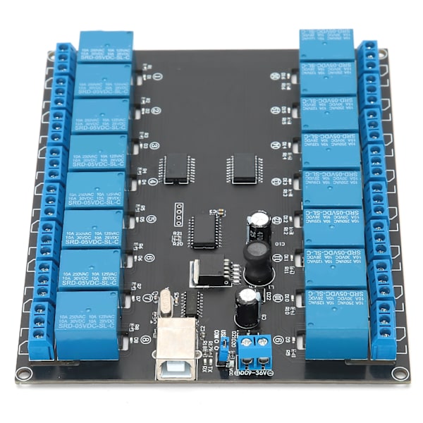 Relæmodul 16-kanals 936V USB-styret SPDT-switch-relæmodul optoisoleret kort