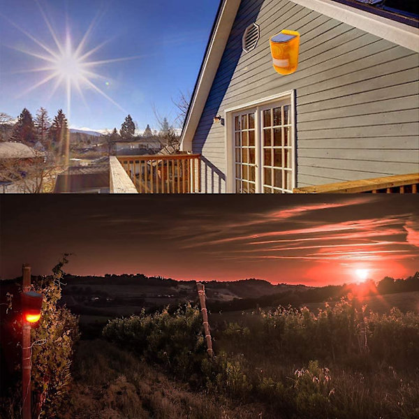 Solcelled Bevægelseslyd Alarm LED Strobe Advarselslys - Rød Udendørs Sikkerhed til Hjem, Lager og Gård