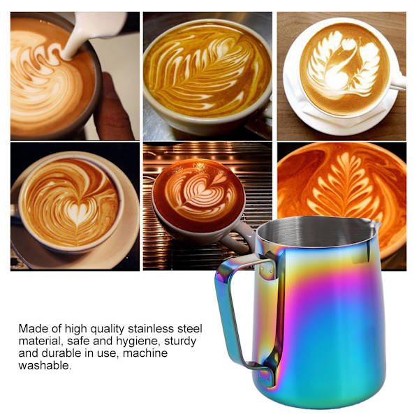 350 ml rustfritt stål melkeskummerkanne Kaffe Kopp Latte Art Melkeskummerkanne Flerfarget