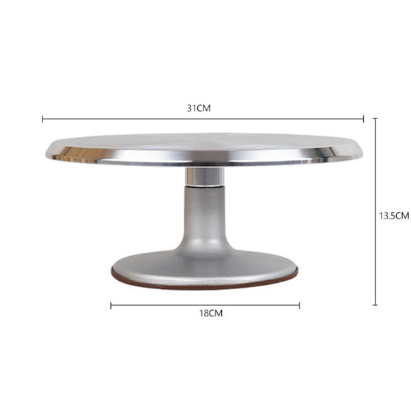 12 tommers kakedekorasjons dreieskive for kaker og desserter Aluminiumlegering dreieskive med sklisikker silikonbunn