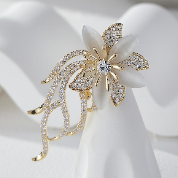 Elegant Blomst Rhinestone Brosje Nål for Kvinners Mote Klær Tilbehør