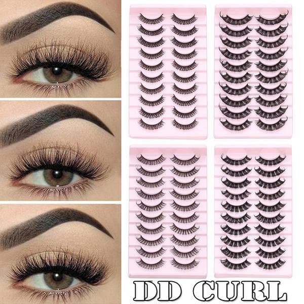 10 par 3D Mink DD Curl Russiske Løsvipper TK04