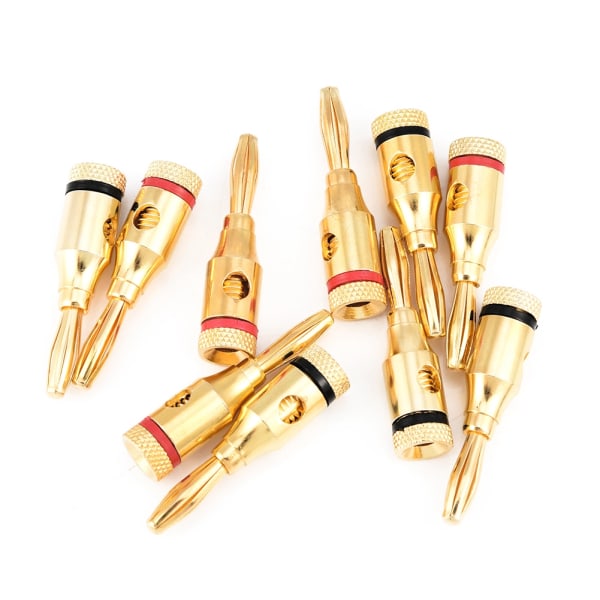 10 stk forgyldt højttaler Bananstik Wire Audio Connector Adapter