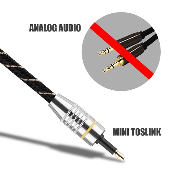 Toslink til Mini Plugg 3.5mm Optisk Fiber Digital Lydkabel SPDIF Gullbelagt Kontakt 2m 2m