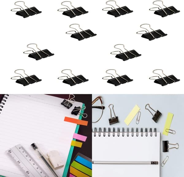 Paper Clips, 12 Pcs Metal Paper Clips, 15 mm Mini Office Clips, Foldable Clips for Office School Home Kitchen Stores