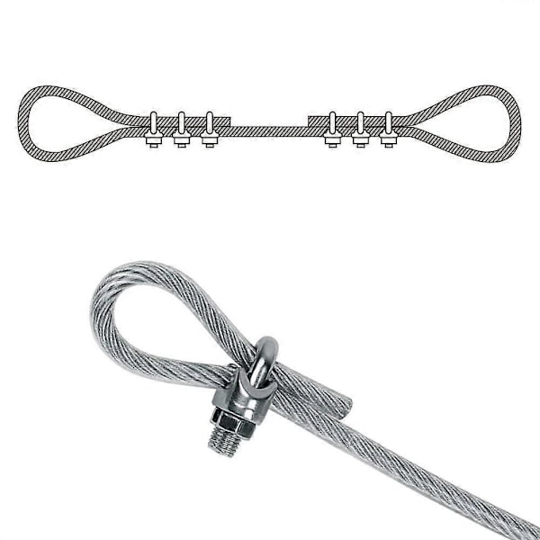 12 kpl Vaijerilukkoja M3 3 mm (1/8\") vaijerille, sinkitty teräs U-pulttisatula