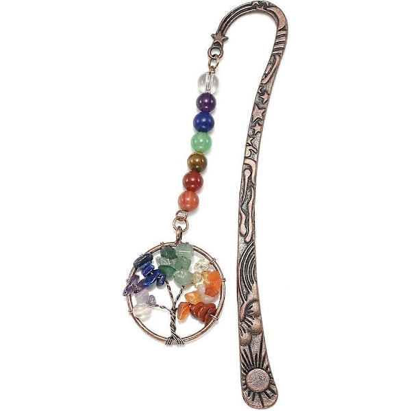 Bogmærke Livets Træ Chakra Metal Bogmærke Vedhæng 7 Chakra Vintage Krystalperler