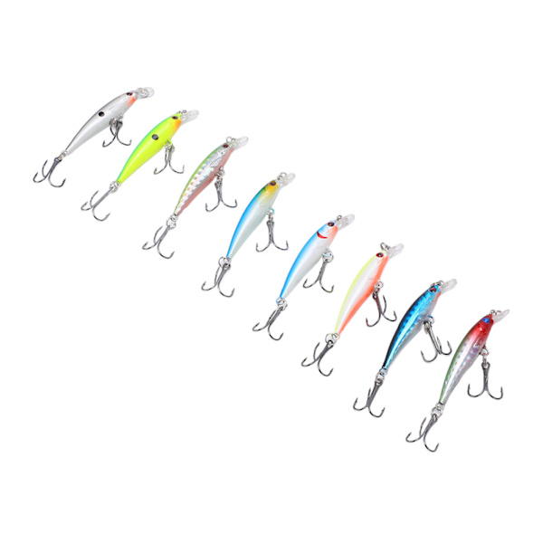 8 st Minnow Fiske Lure 5cm/3g Artificiell Sjunkande Långkast Hard Bait Wobbler Jig Bait