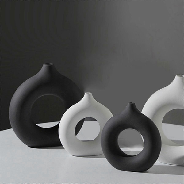 Nordisk Keramisk Vase Dekor Romdekorasjon Svart, M