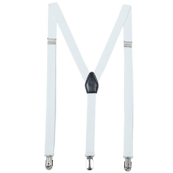 Vita hängslen för män och kvinnor En one size passar alla Stark clips stil