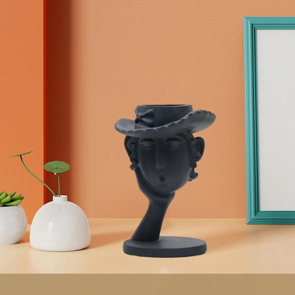 Blomvas Planter Blomkruka Heminredning Kök Harts Staty Svart