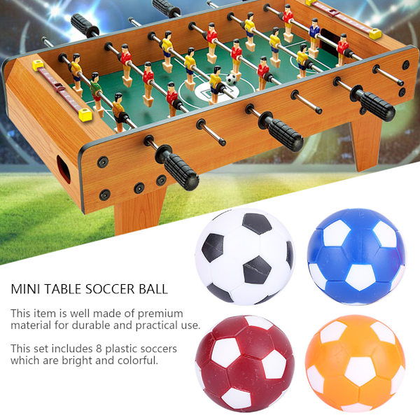 8 STK Mini Farverig Bordfodbold Fodbold Udskiftningsbolde Bordpladespillebold 36 mm