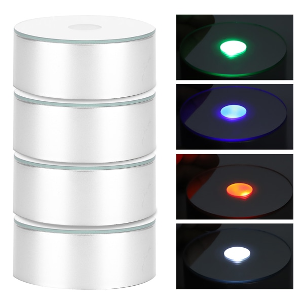 4 stk lysbase for krystallkulekunst LED-skjermstativ Hjemmedekorasjonsutstyr Fargerikt lys