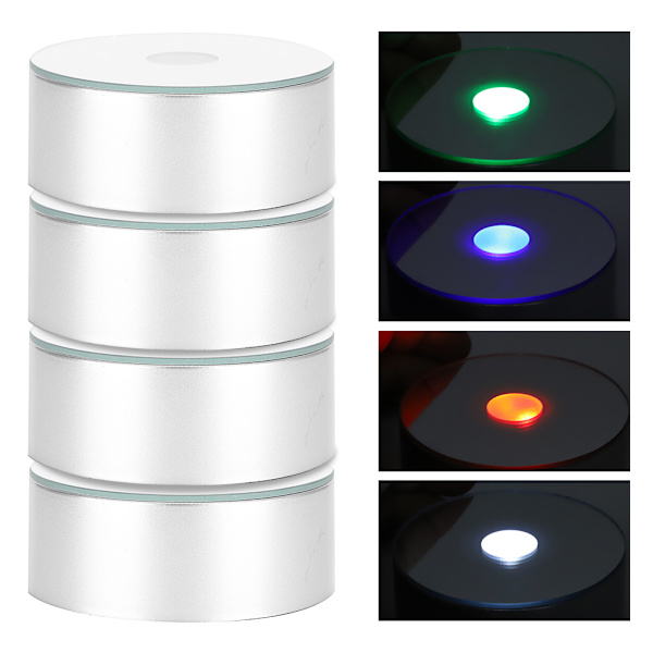 4 stk lysbase til krystalkugle kunst LED display stativ Hjem dekoration forsyninger Farverigt lys