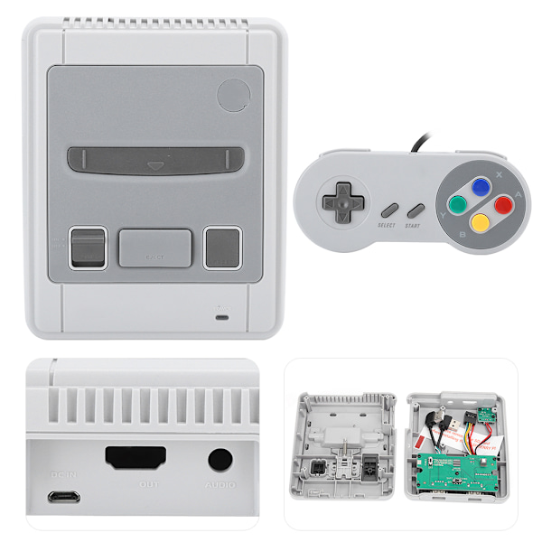 Vintage Spilkonsolboks med kablet gamepad unikt designet til Raspberry Pi 3B+/3B/2B/B+
