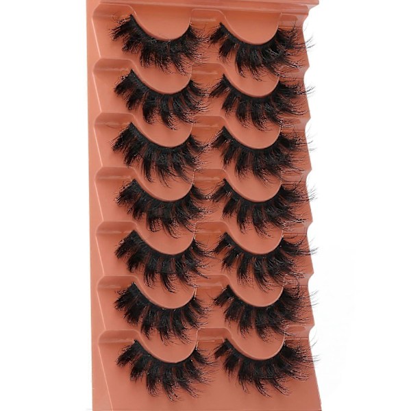 7 par 8D Falske Mink Øyevipper 20mm Naturlige Katteøye Vipper Voluminøse Falske Øyevipper Lengde 1cm-1.5cm Syntetisk Materiale