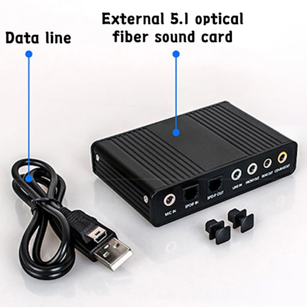 Eksternt lydkort optisk fiber USB 5.1 HD for stasjonær PC og bærbar PC Blå