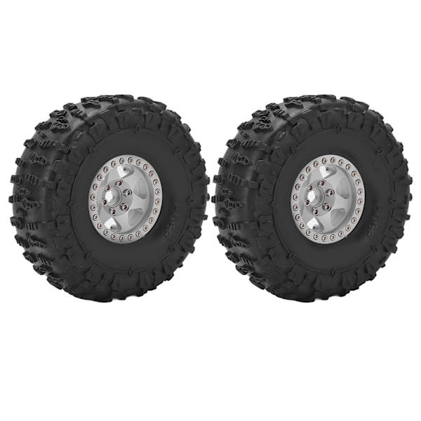 2 kpl 1,9 tuuman pyörän vanteen ja renkaan sarja Metalliset pyörän vanteet Kumirenkaat sarja Axial SCX10 1/10 RC Crawler Auto Hopea