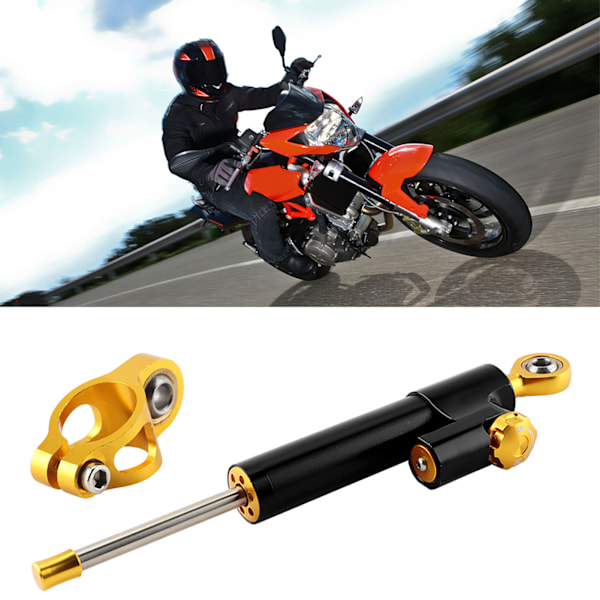 Universal Motorcykel Styrstång Aluminiumlegering Styrdämpare Stabilisator Säkerhetskontroll (Svart)