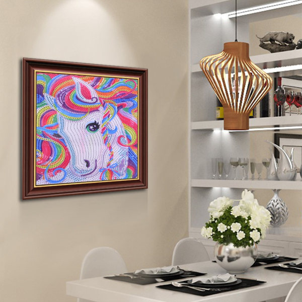 Farget hest diamantmaleri Rammeløst dekorativt DIY diamantmaleri 30x25cm