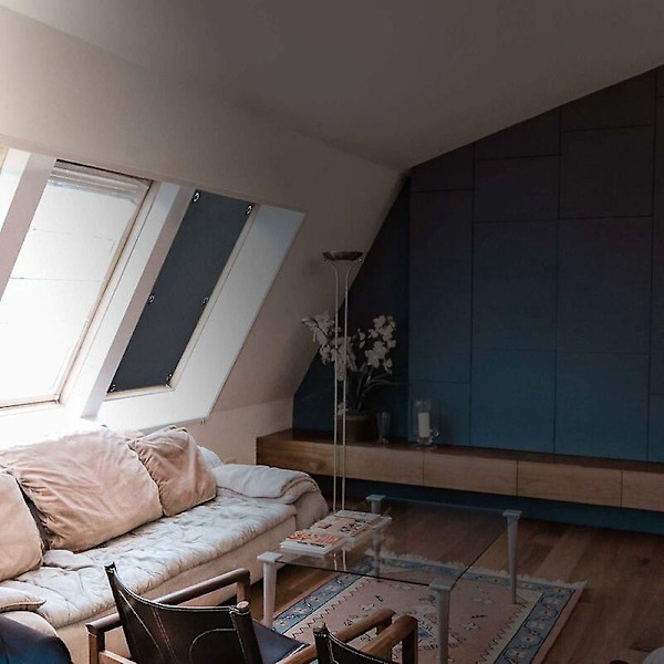Venetsialainen sälekaihdin lämpöä eristävällä imukupilla aurinkosäteen heijastin kattoikkunaan, imukuppi 60x120cm tummanharmaa